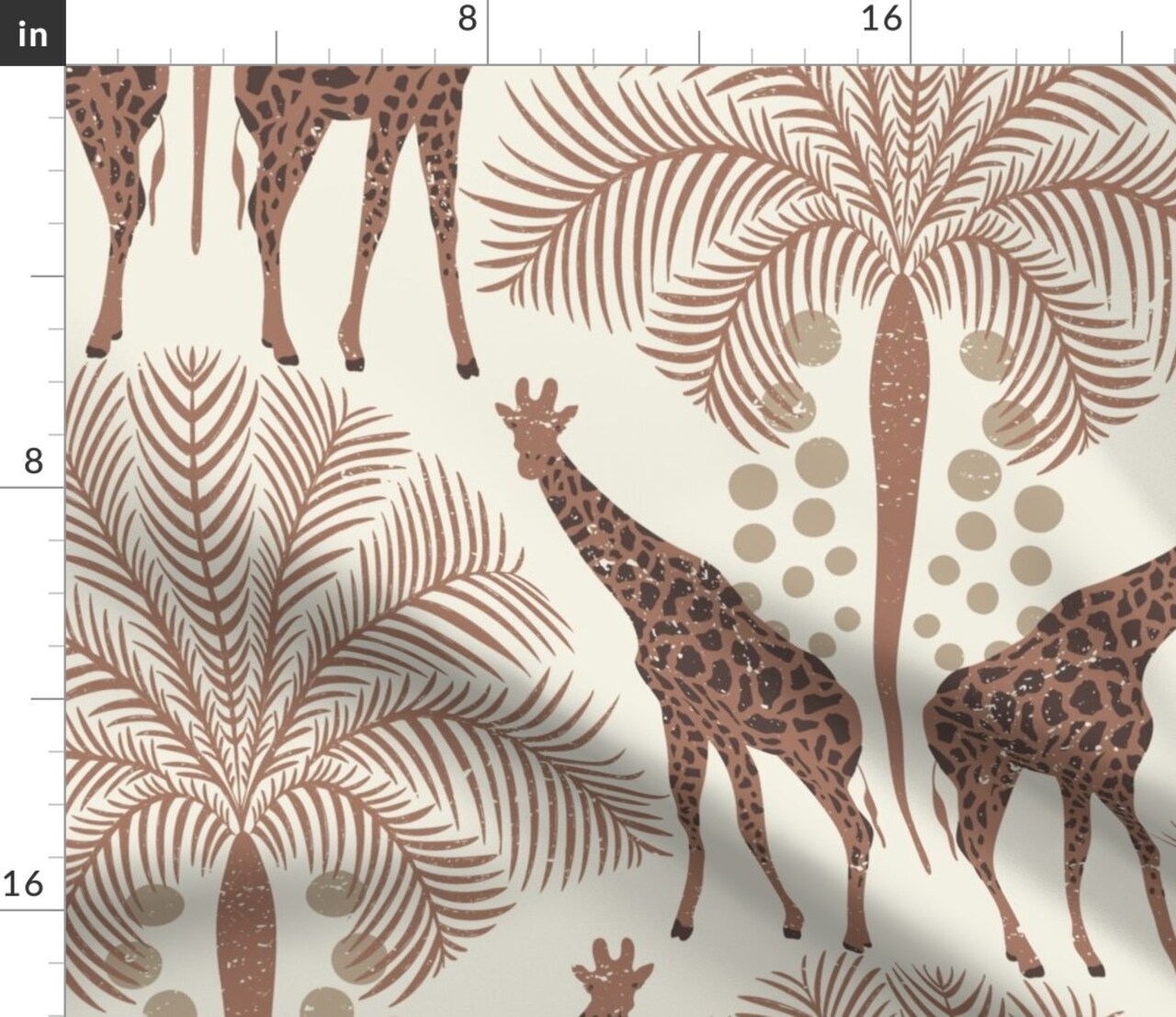 Animal Print Exotic Palm Bohemian Safari Wildlife Earth Tones Monochrome Tree Africa Savanna Custom Printed Fabric by Spoonflower Various Fabrics by the Yard or Fat Quarter 18350221